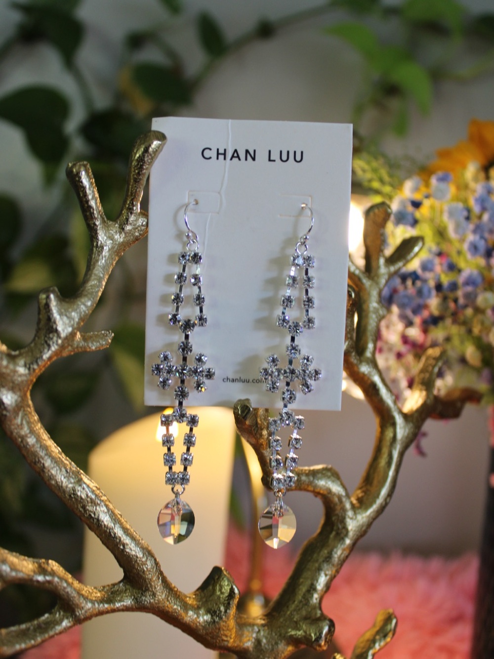 Chan Luu Silver Crystal Chandelier Drop Earrings - Picture 3 of 8